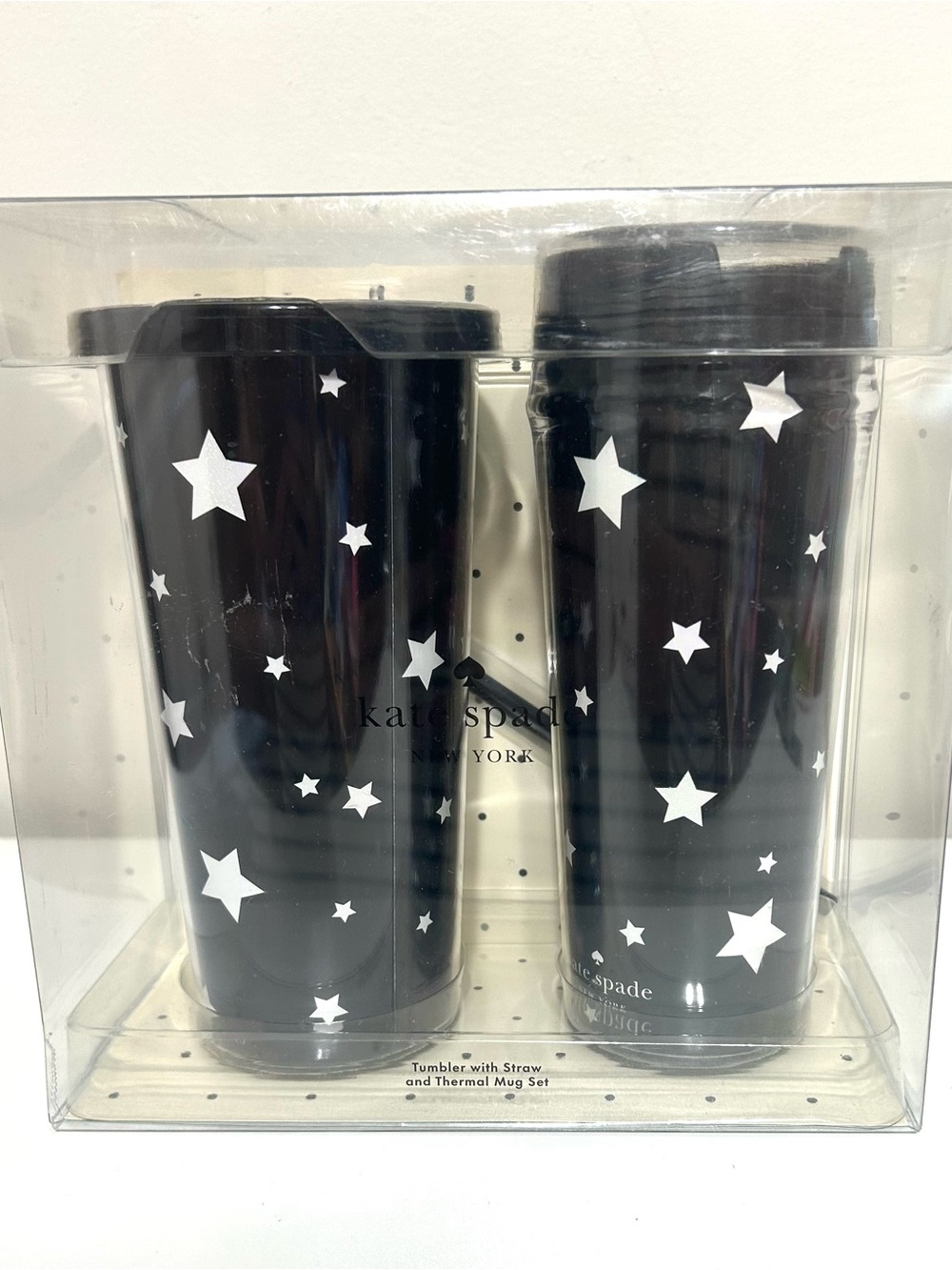 NWT Kate Spade Tumbler Set of Two - Festive Stars, Reusable